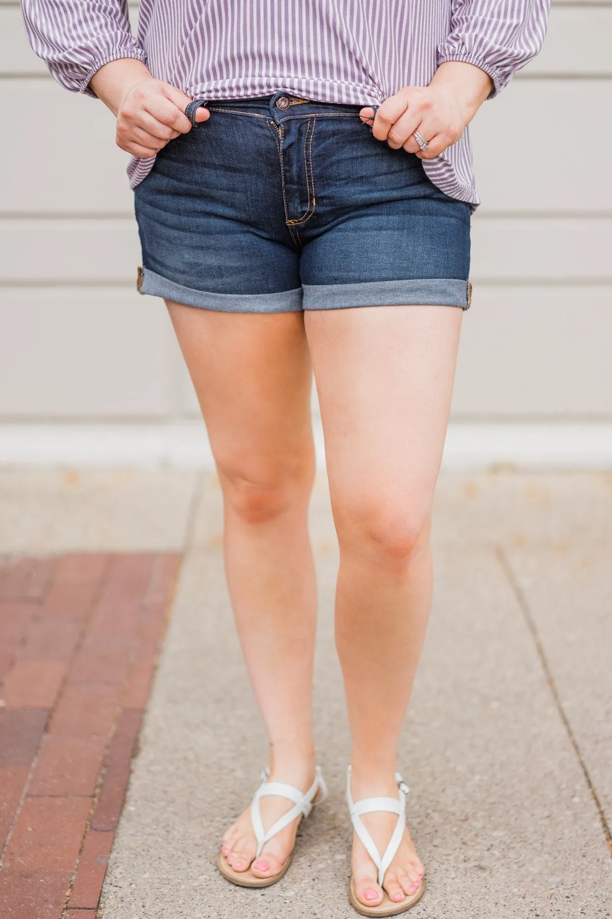 Sneak Peek Shorts- Leah Dark Wash