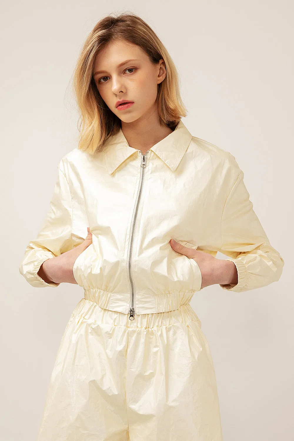 Sofia Crinkled Bomber Jacket