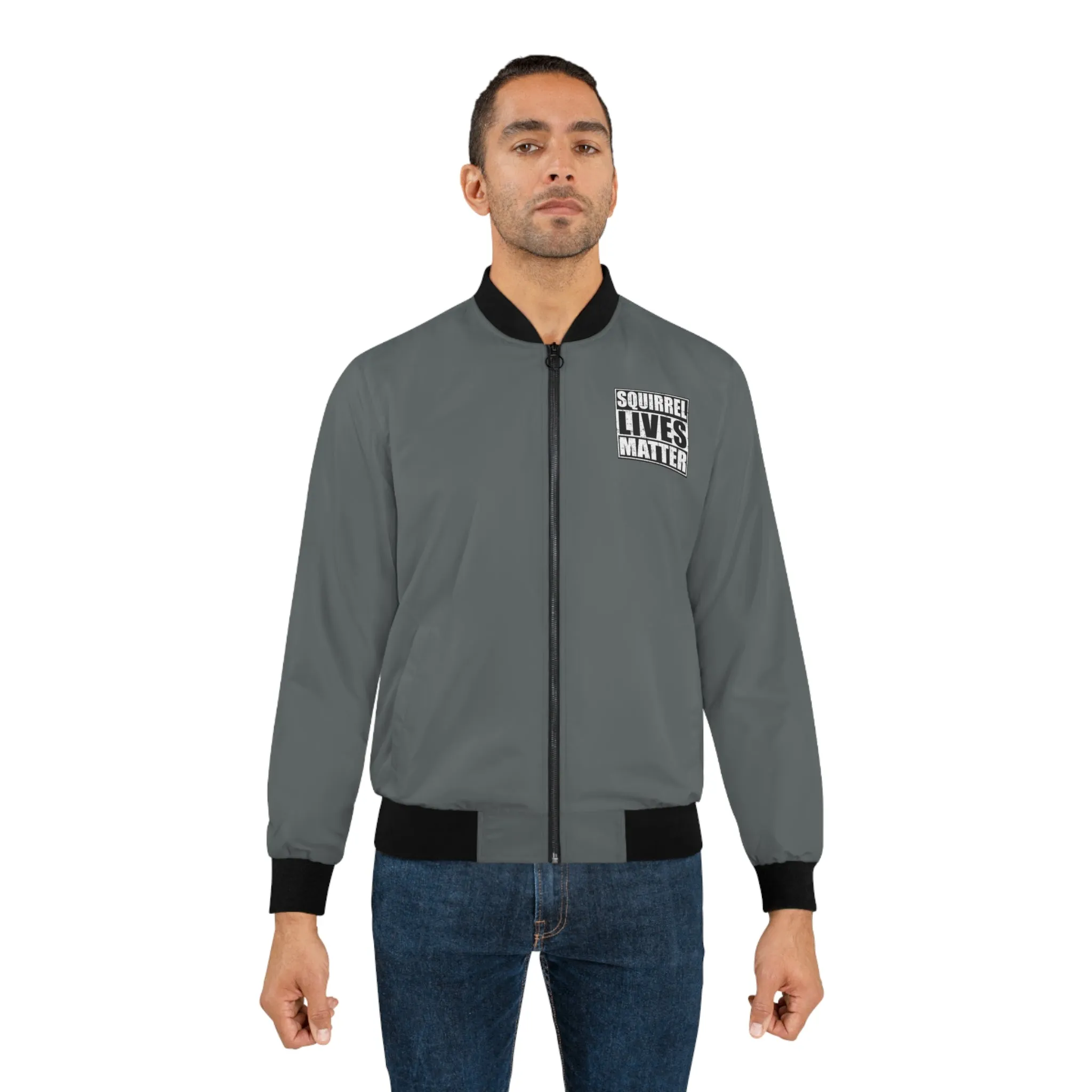 Squirrel Lives Matter Bomber Jacket (Grey)
