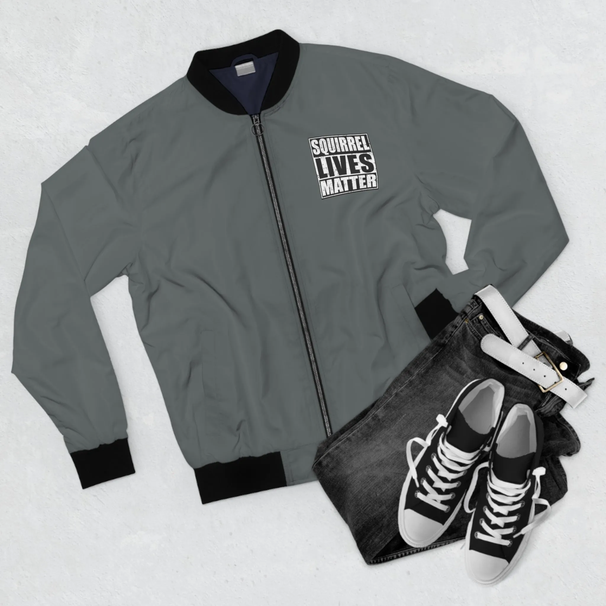Squirrel Lives Matter Bomber Jacket (Grey)