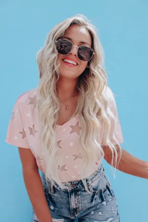 Star Gazing Mesh Top - Pink