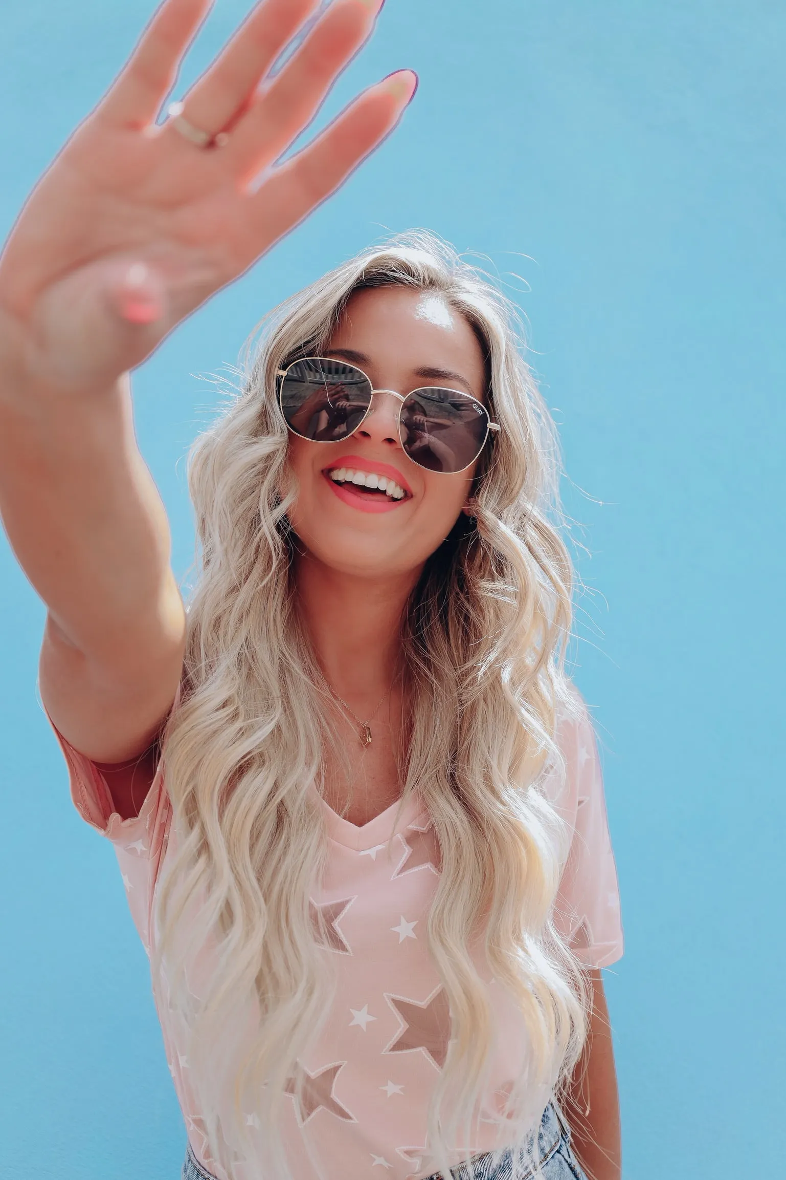Star Gazing Mesh Top - Pink