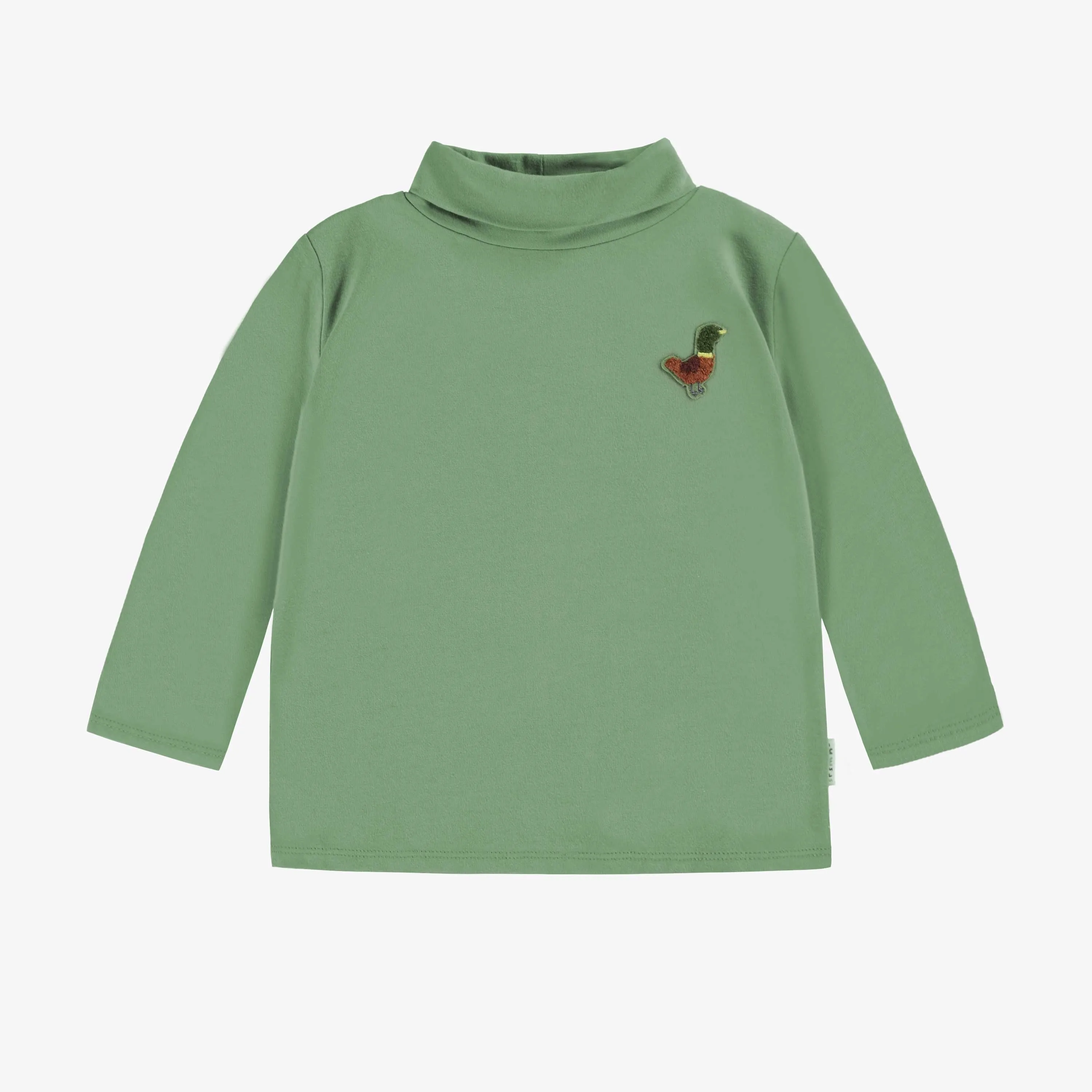 T-shirt vert sauge à manches longues avec col roulé, bébé || Sage green long sleeves t-shirt with turtleneck, baby