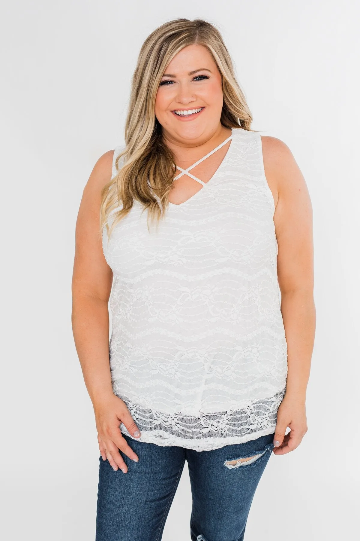 The Perfect Choice Lace Tank Top- Ivory