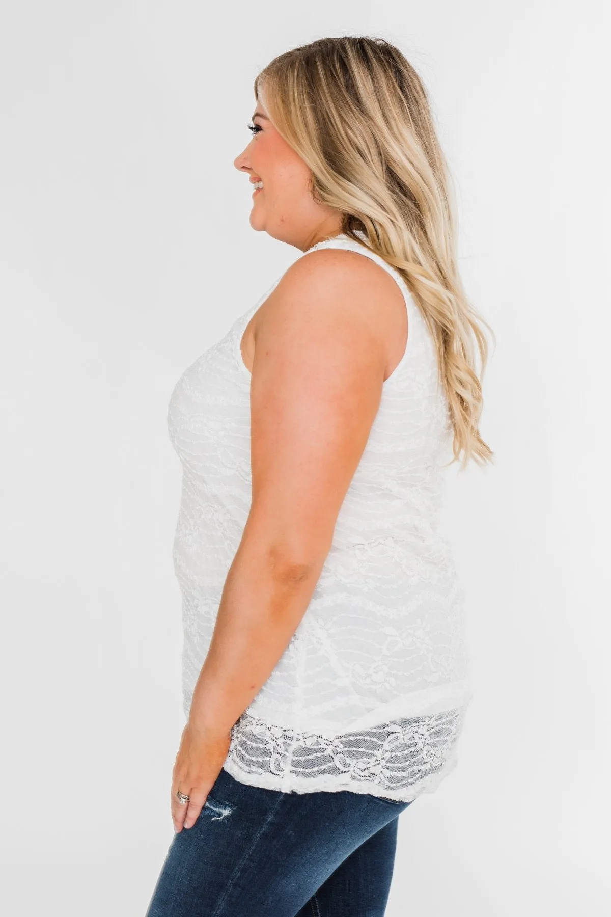 The Perfect Choice Lace Tank Top- Ivory