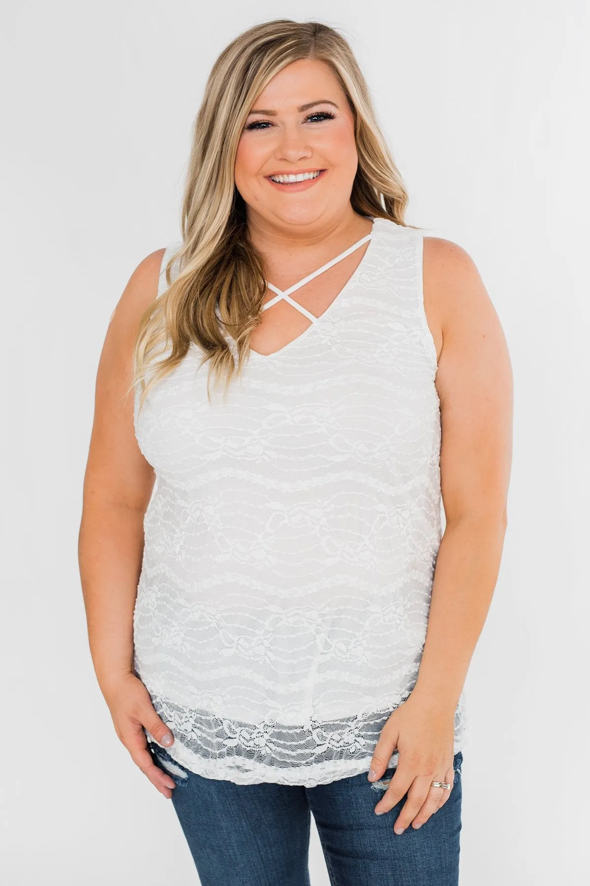 The Perfect Choice Lace Tank Top- Ivory