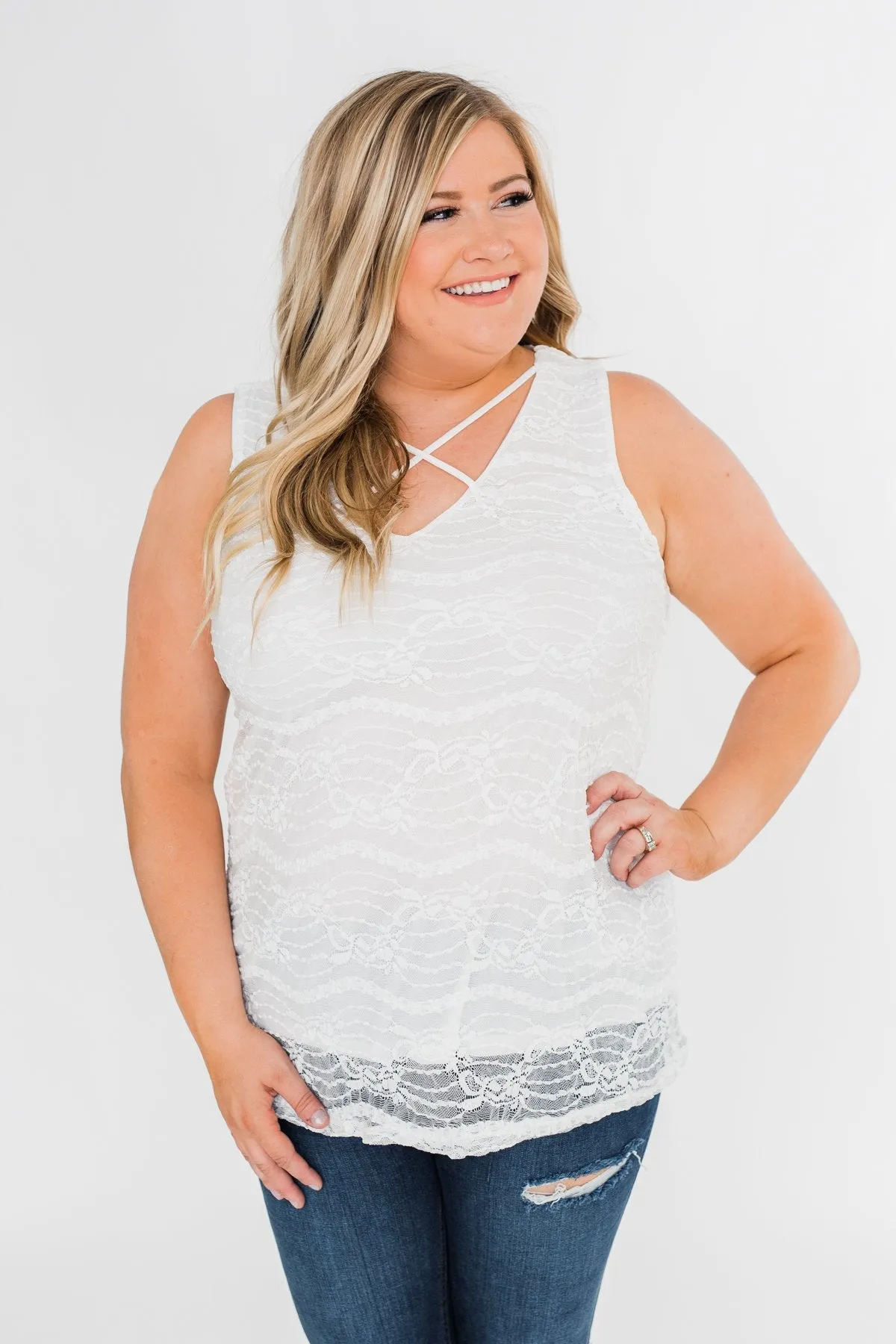 The Perfect Choice Lace Tank Top- Ivory