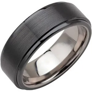 Tungsten & Ceramic Couture® Ridged Band TAR341 - 8 mm