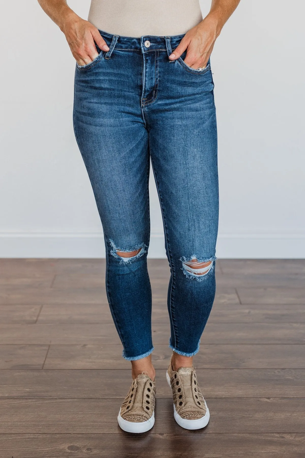 Vervet High Rise Raw Hem Skinny Jeans- Dana Wash