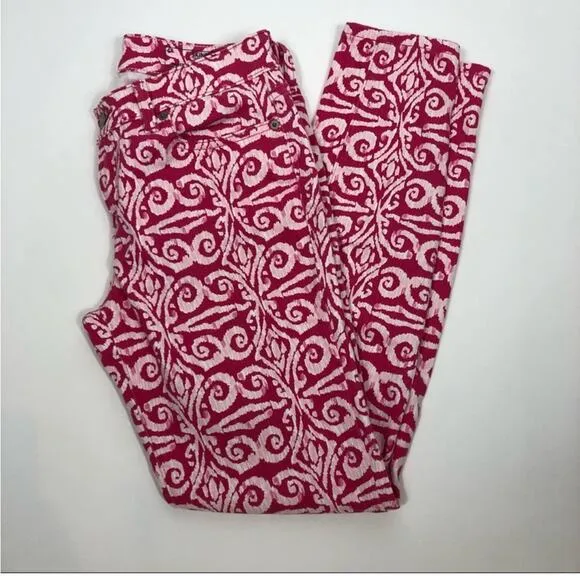 Vineyard vines pink and white printed skinny jeans