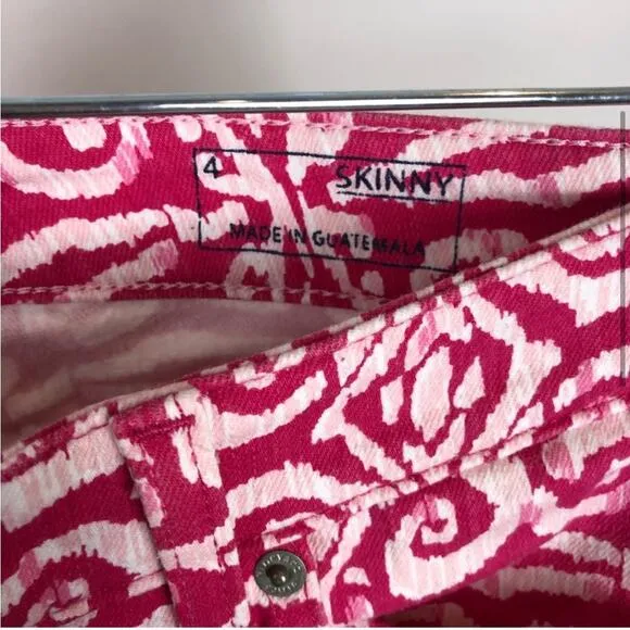Vineyard vines pink and white printed skinny jeans