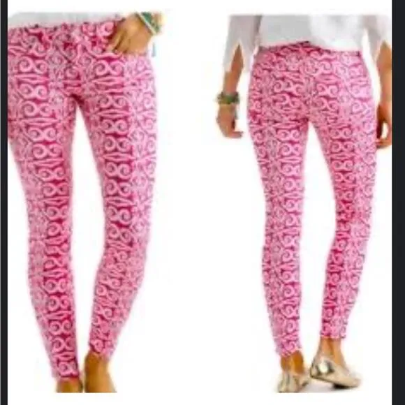 Vineyard vines pink and white printed skinny jeans