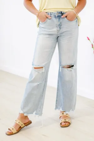 Walk This Way Distressed Mica Jeans in Light Wash