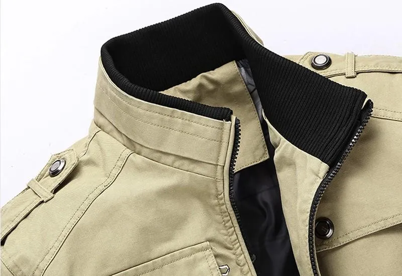 West Louis™ Multi-pocket Mandarin Collar Men Jacket