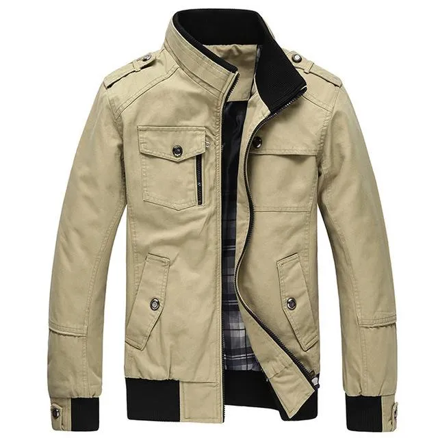 West Louis™ Multi-pocket Mandarin Collar Men Jacket