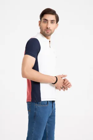 White-Navy Collar T-Shirt
