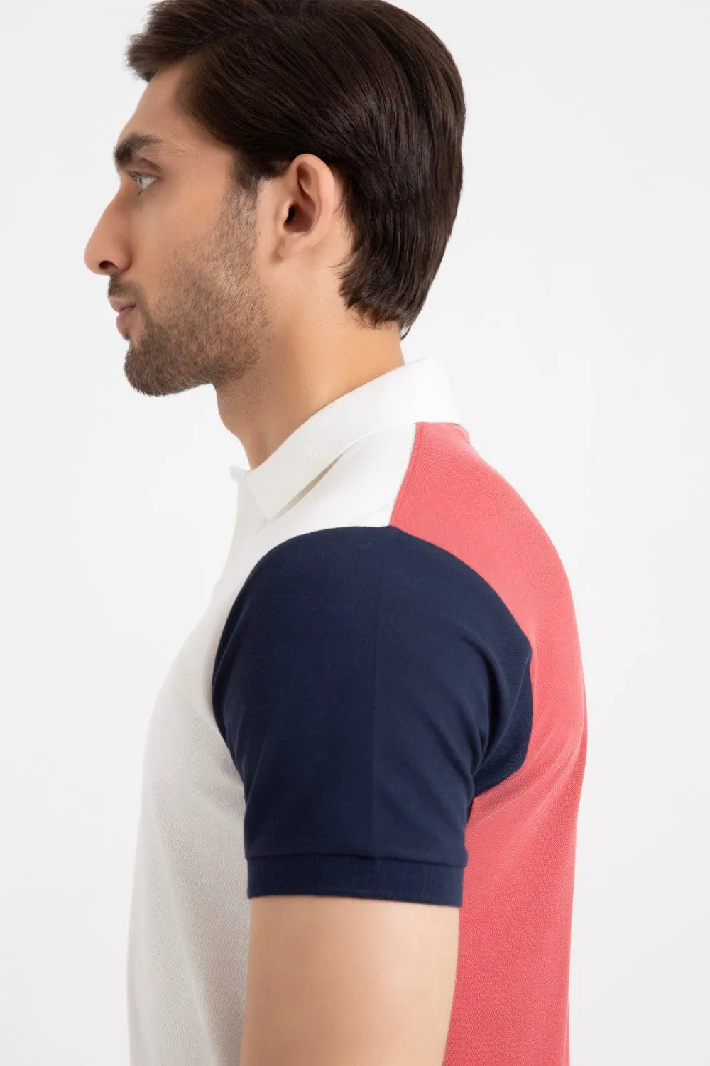 White-Navy Collar T-Shirt