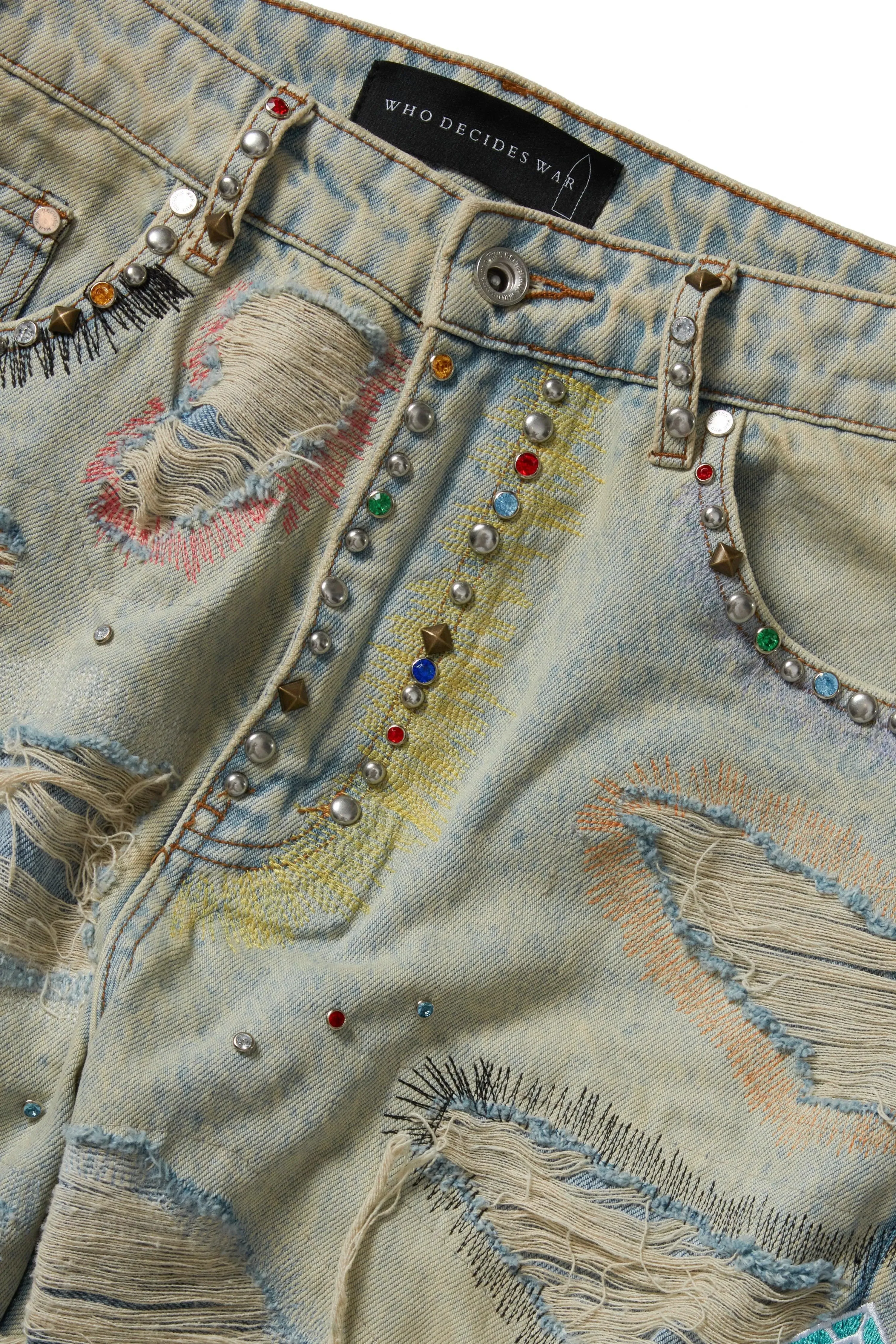 Who Decides War Stud Distressed Denim Jeans