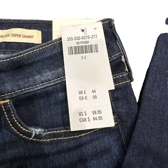 Women’s Hollister Low-Rise Super Skinny Jeans, W26x28L. NWT Raw Hem