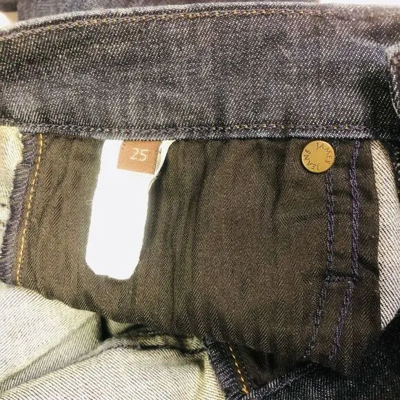 WOMENS JAMES JEANS DARK WASH BACK ZIP SKINNY STRAIGHT SAMPLE JEANS SIZE 25 MADE