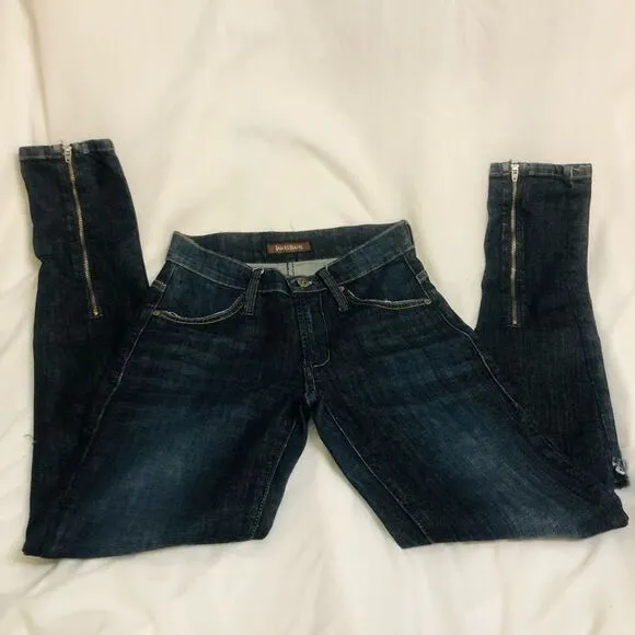 WOMENS JAMES JEANS DARK WASH BACK ZIP SKINNY STRAIGHT SAMPLE JEANS SIZE 25 MADE