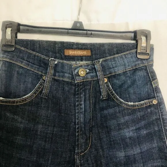 WOMENS JAMES JEANS DARK WASH BACK ZIP SKINNY STRAIGHT SAMPLE JEANS SIZE 25 MADE