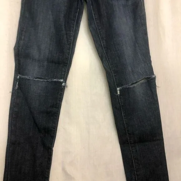 WOMENS JAMES JEANS DARK WASH BACK ZIP SKINNY STRAIGHT SAMPLE JEANS SIZE 25 MADE