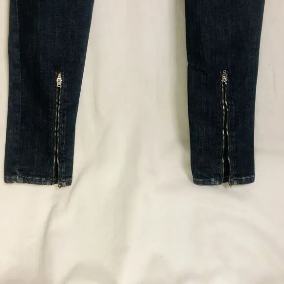 WOMENS JAMES JEANS DARK WASH BACK ZIP SKINNY STRAIGHT SAMPLE JEANS SIZE 25 MADE
