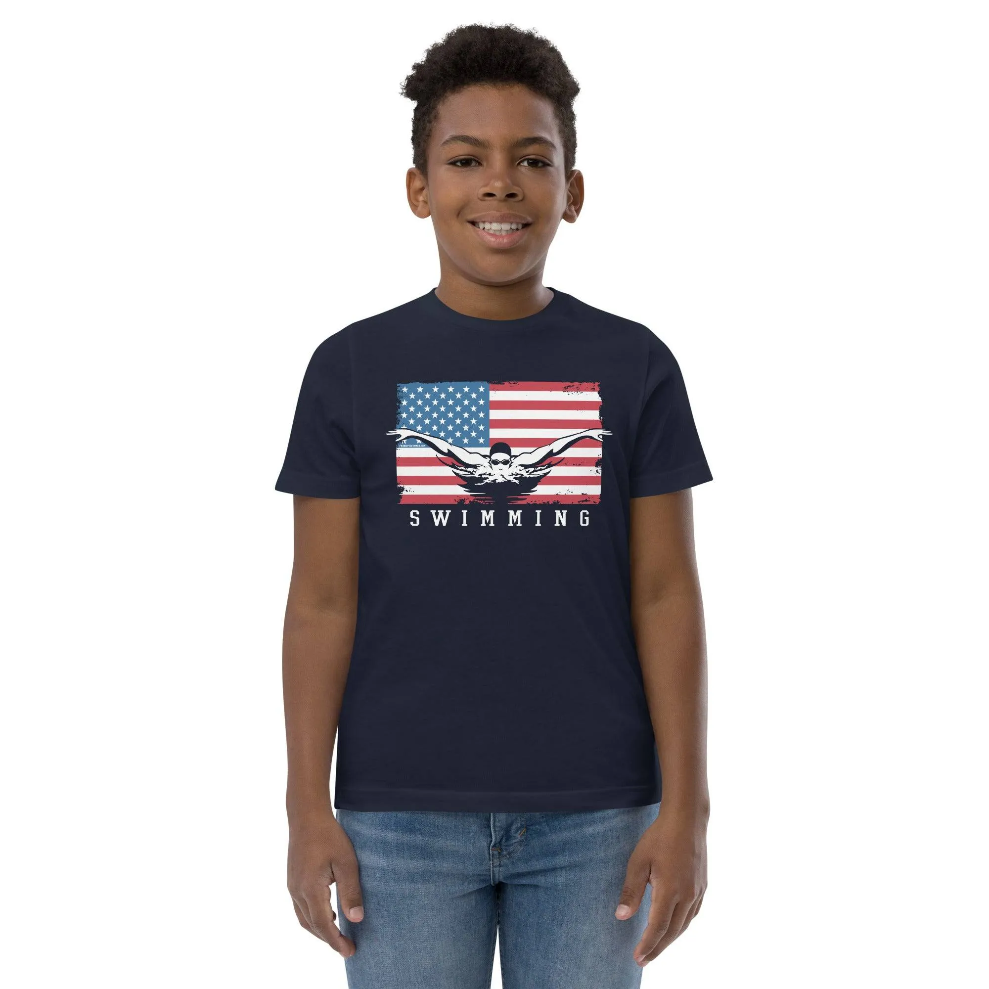 Youth Swimming USA Flag T-shirt