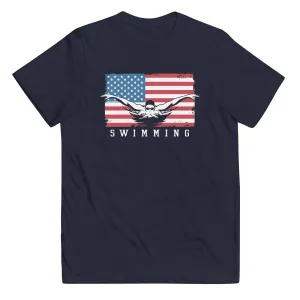 Youth Swimming USA Flag T-shirt